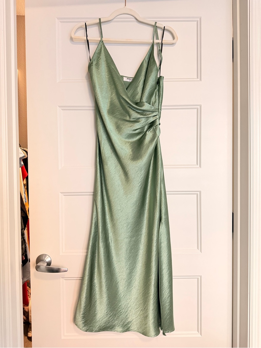 Double Zero Satin Slip Maxi Dress in Sage Green